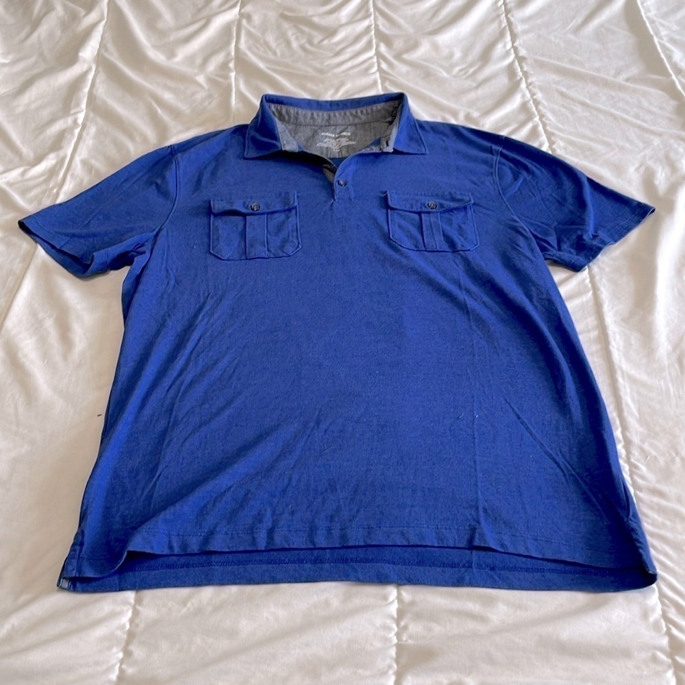 Banana Republic Blue Short Sleeve Cotton Blend Polo Size Large